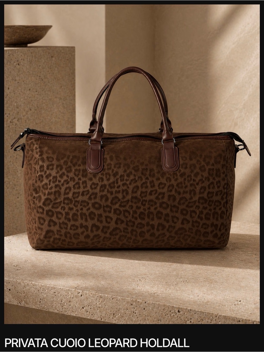 Cuoio Leopard Holdall - Brown Travel Weekender